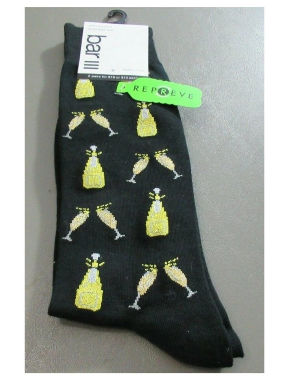 Bar III Men's 1-Pair Casual Novelty Socks, Black Champagne, Shoe Size 7-12